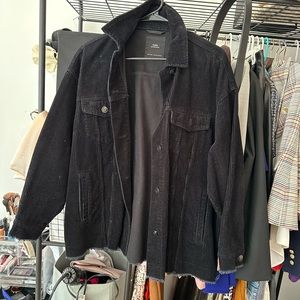 Zara corduroy black overcoat